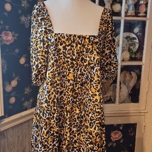 Buddy Love Animal Print Dress with Puff Sleeves
